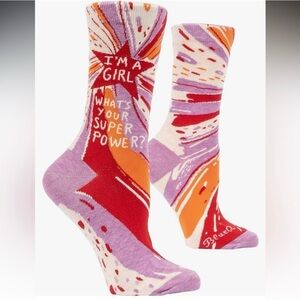 Blue Q Novelty Socks I’m a Girl What’s your Superpower Feminism